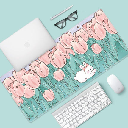 Flower Mouse Pad Oversized Keyboard Desk Pad for Office and Study Work Area