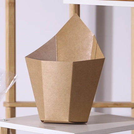 100PCS Golden Croissant Sandwich Holder Kraft Paper Cheese Corn Stick Packaging