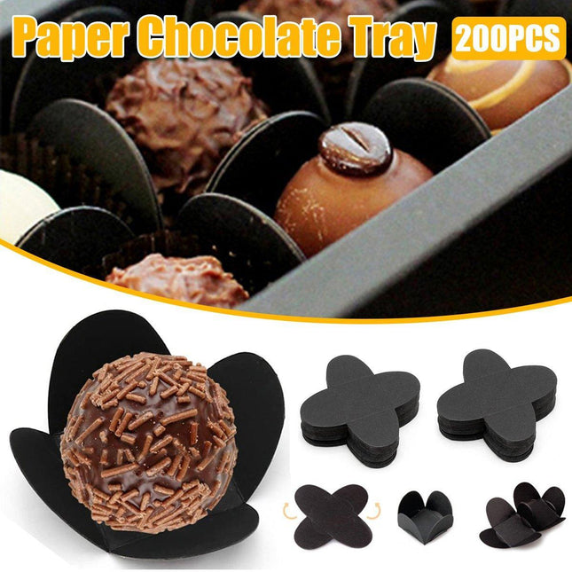 200pcs Valentines Day Paper Chocolate Trays Foldable Dessert Packaging Gift