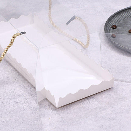 25pcs Rectangular Transparent Cake Roll Packing Box Portable Swiss Pastry Box