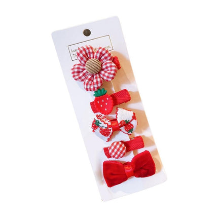 5PCS Girls Bowknot Snap Hair Clips Headband Cute Hair Accessories Set