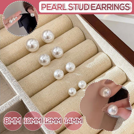 Delicate 925 Sterling Silver 8,10,12,14mm Natural Freshwater Pearl Stud Earrings - Aimall