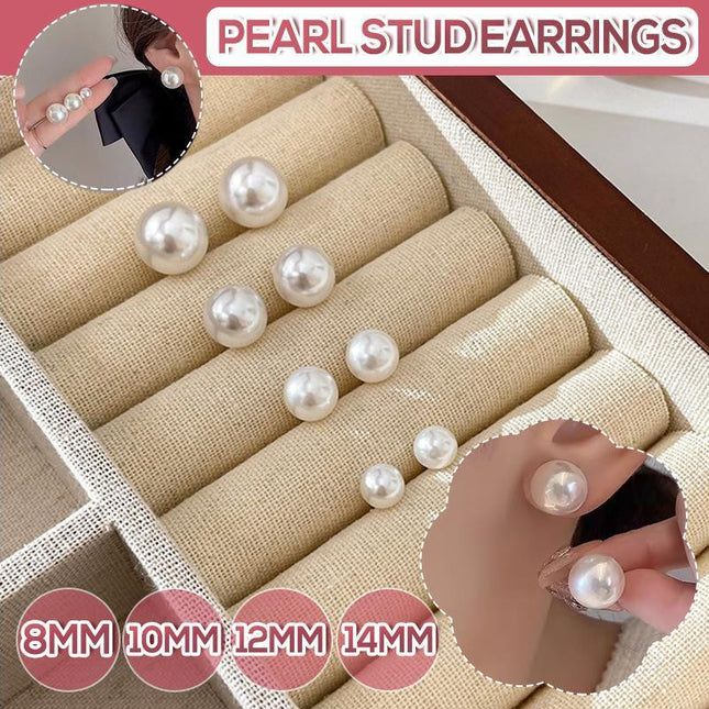 Delicate 925 Sterling Silver 8,10,12,14mm Natural Freshwater Pearl Stud Earrings - Aimall
