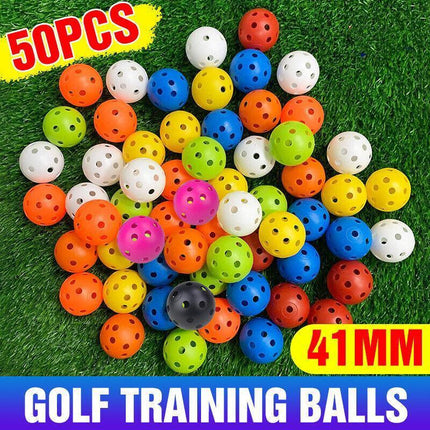 50Pcs Plastic Whiffle Airflow Hollow Golf Practice Training Balls Golf Sport Au - Aimall