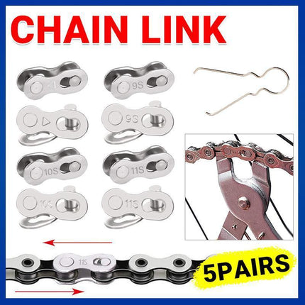 6/7/8/9/10/11 Speed 5 Pairs Bike Chain Master Link Connector QR + Simple Tool - Aimall