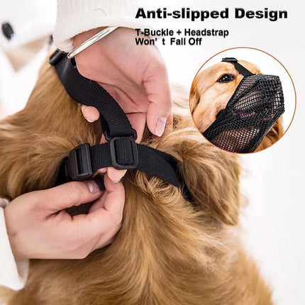 2PCS Adjustable Mesh Pet Dog Muzzle Mask Mouth Cover No Bite Strap Mouth Cover