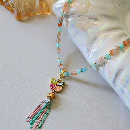 New Chinese Colorful Butterfly Necklace Women Simple Elegant Jewelry Design
