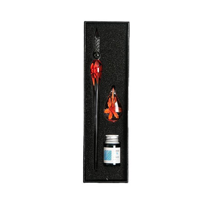 Crystal Flower Glass Dipping Dip Pen Writing Set Gift Pack Fountain Calligraphy - Aimall