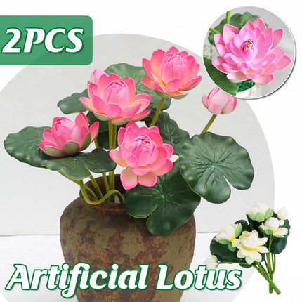2PCS Simulation Lotus Flower Water Lily Decoration EVA Small Artificial Plant