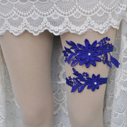 4pcs Blue Lace Garter Set Elegant Leg Loop Garters for Women Bridal Accessories