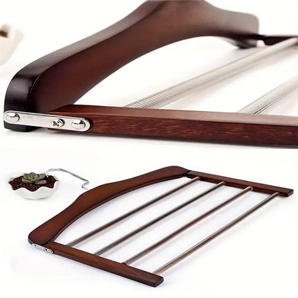 Multi Tier Wooden Trouser Rack Household Towel Rack Space Saving Pants Hanger