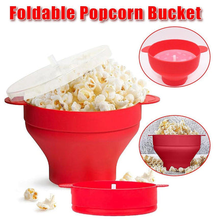 Popcorn Popper Maker Microwave Silicone Collapsible Bowl Container w/Lid Kitchen