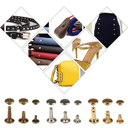 Leather Rivets Tool Metal Stud Set Double Cap Fixing Belt Repair DIY Kit Craft - Aimall