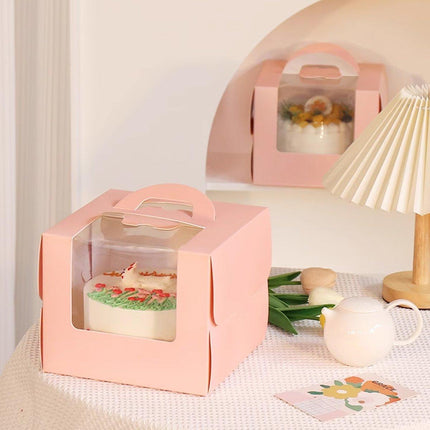 25pcs 6/8 Inch Portable Mousse Cake Box with Open Window Birthday Packaging