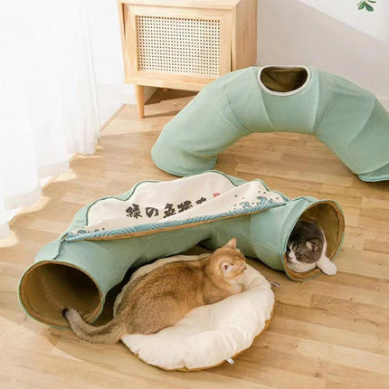 Large Multi-Functional Cat Tunnel Bed and Cat Toy Interactive Pet Playhouse