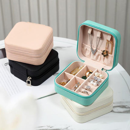 Travel Jewelry Organizer Box Portable Leather Storage Ornaments Ring Earrings