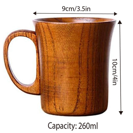 260ml Large Wooden Mug Round Solid Tea Cup Wooden Mugs for Coffee and Tea