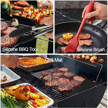 BBQ Grill Mat Reusable Bake Sheet Resistant Teflon Meat Barbecue Non-Stick Party - Aimall