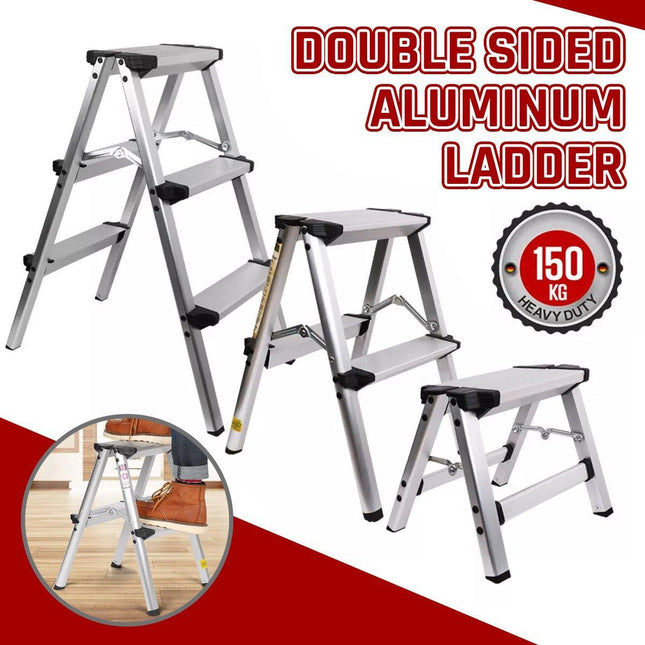 Portable Aluminium 1-3 Step Folding Ladder Anti-Slip Frame Stool for Home Use
