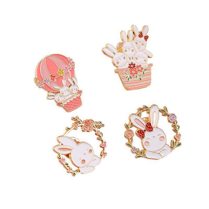 Bunny Rabbit Ears Lapel Pin Metal Badge Gold Brooch