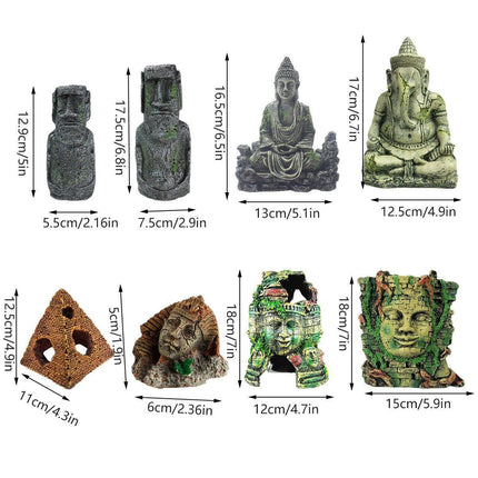 Easter Island Aquarium Ornaments Roman Antique Resin Statue Reptile Decoration