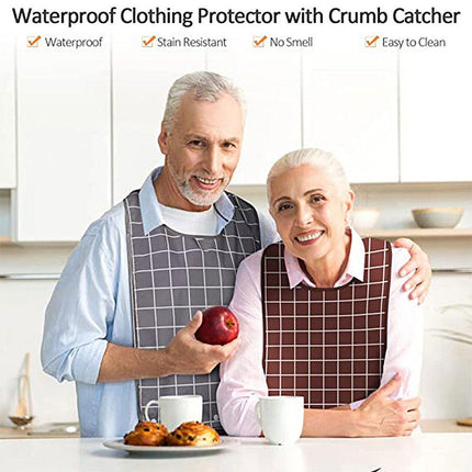4X Elderly Bib for Eating Women/Men Bib-Washable Reusable Waterproof Apron