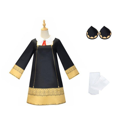 Anime SPY×FAMILY Anya Forger Cosplay Costume Girls Long Sleeve Dress Wig Outfits - Aimall