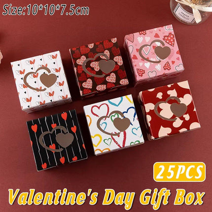 25PCS Large Square Colour Gift Boxes for Valentines Day Surprise and Lucky Gift