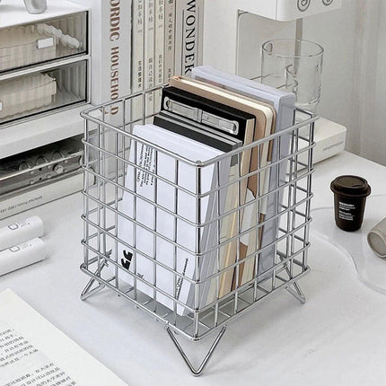 Large Wrought Iron Storage Basket Desktop Organizer Box for Dormitory Cosmetics