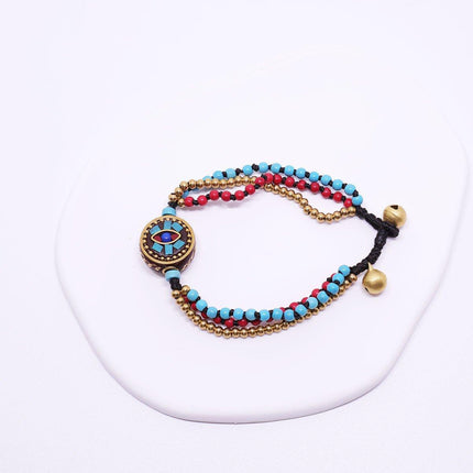Ethnic Style Handmade Bracelet Color Stone Sky Bead Fashion Round Bead Bracelet