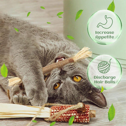 Cat Toys Silvervine Chew Stick Kitten Treat Catnip Toy Grinding Tooth Cleaning - Aimall
