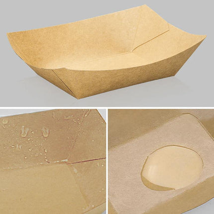 Kraft Paper Boat Tray Biodegradable Multi Size Serving Food Safe Fries Rice Deli Aimall