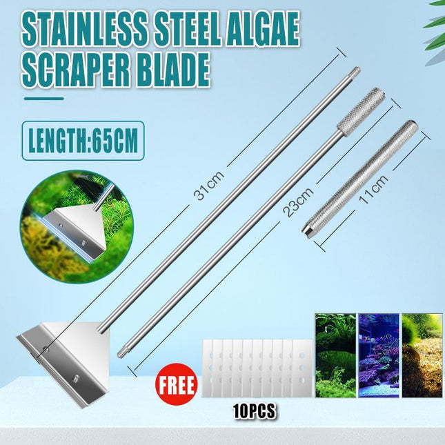 304SS Aquarium Stainless Steel Algae Scraper Blade Fish Tank Glass Cleaner - Aimall