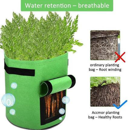 3X 10 Gallon Potato Grow Planter Container Bag Pouch Root Plant Growing Pot Side - Aimall