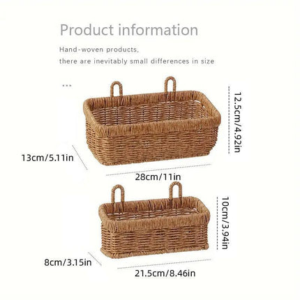 Wall-Mounted Rattan Style Hanging Storage Basket Kitchen Vegetable Fruit Basket