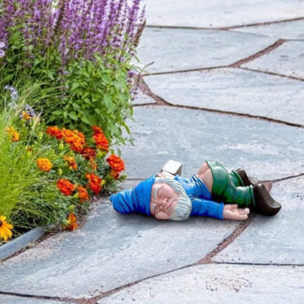 Funny Drunk Dwarf Garden Gnome Decor Yard Patio Ornament Rude Passed Out Statue - Aimall
