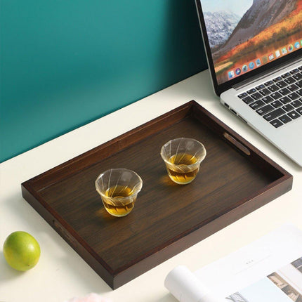 Bamboo Tea Tray Rectangular Tea Table Walnut Colour Fruit Bread Serving Plate