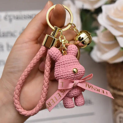 Rabbit/Bear Doll Accessories Car Key Ring Keyring Ornaments Bear Keychain - Aimall