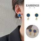 Retro Blue Oil Drop Earrings Fashion Needle Jewellery Elegant Niche Style