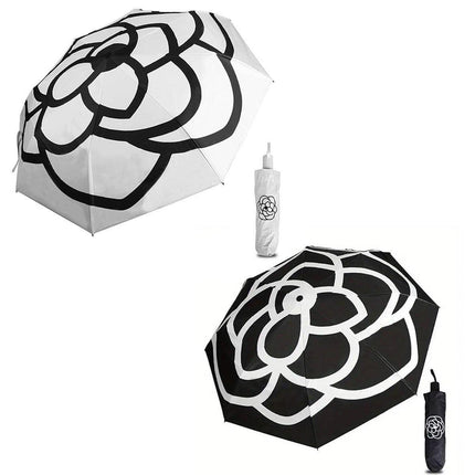 Rain Umbrella Compact Folding Sunscreen Umbrella Camellia Outdoor UV Protection