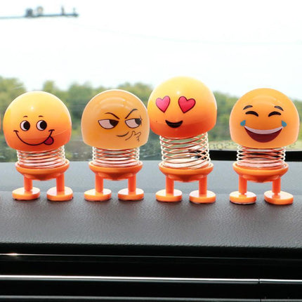Emoji Car Expression Decoration Shaking Head Auto Cartoon Ornament Spring Swing - Aimall