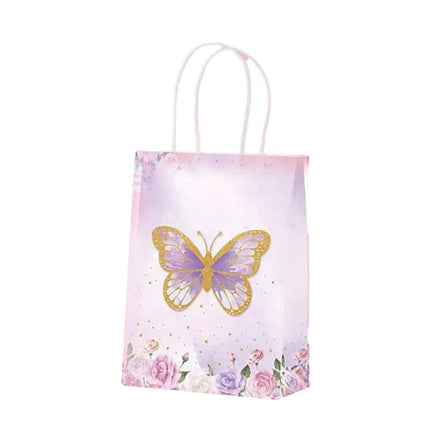 30pcs Pink Romantic Flower Tote Bag Cowhide Paper Elegant Design Gift Bag