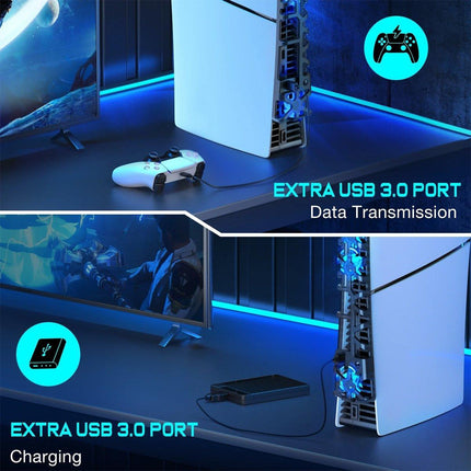 PS5 Slim Cooling Fan For PS5 Slim Disc/Digital Console Cooler Fan LED USB 3.0