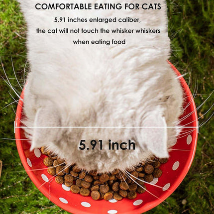 Pet Elevated Mushroom Bowl Ceramic Cat Dog Bowl Dish Food Feeder Raised Cat Bowl