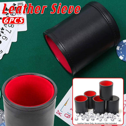 6pcs Leather Sieve Cups Dice Cups Set Colorful Cups for Board Game Players