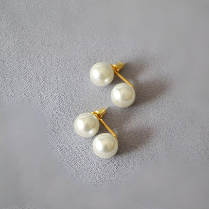 Temperament Double Pearl Stud Earrings Simple Elegant Jewelry for Women Gifts
