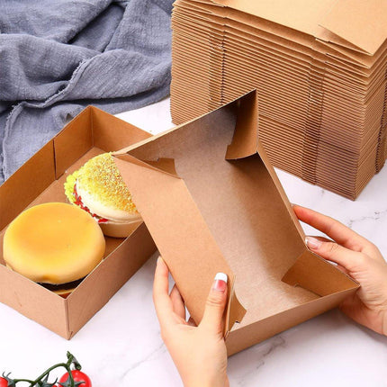 50PCS Disposable Kraft Paper Takeout Lunch Box Picnic Dessert Food Packing