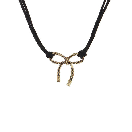 Charming Black Bow Necklace Stylish Jewelry for Women Adjustable Pendant Gift