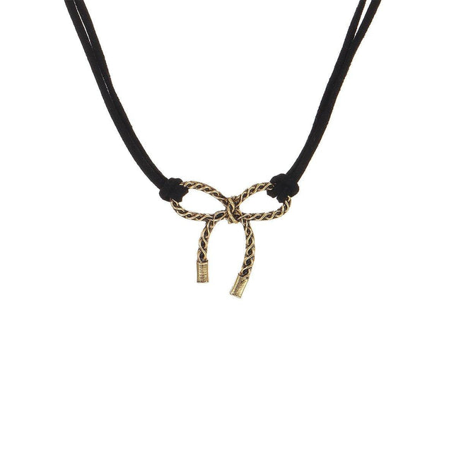 Charming Black Bow Necklace Stylish Jewelry for Women Adjustable Pendant Gift