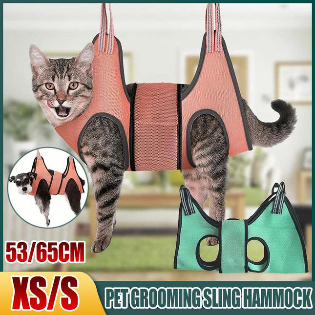 Small Pet Grooming Sling Hammock Dog Cat Restraint Bag Bathing Trimming NailCare Pink - Aimall
